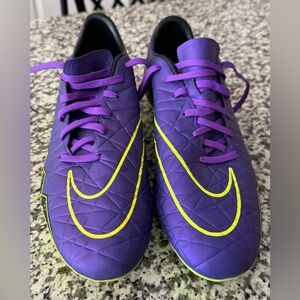 Nike Vibrant Purple Cleats with Yellow Accents